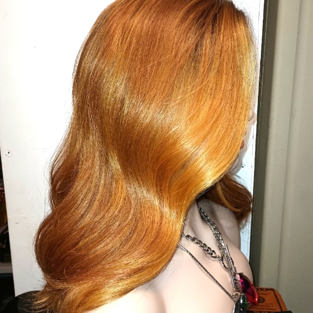 Golden Brown Synthetic Hair Wig About 12 To 14 Inches Long Approx